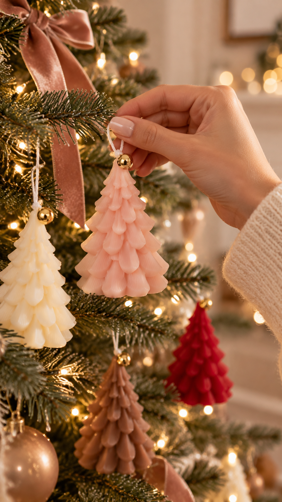 Pleated Christmas Tree Candle - Ivory